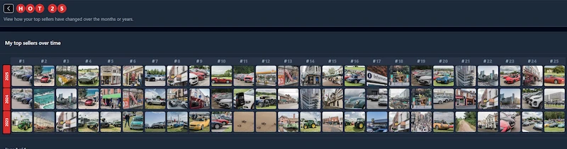 DeepMeta Dashboard showing my Top 25 selling photos from 2023 to 2025